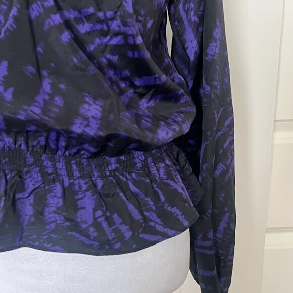 Michael Kors Purple Plum Peplum Long Sleeve Blouse Top Size Small - Picture 6 of 15